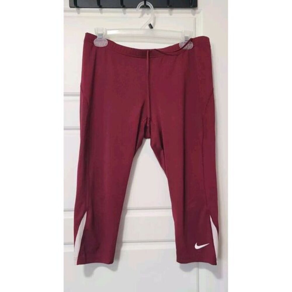 Nike Dri-Fit Athletic‎ Running Tights Women's Burgundy/White Size Large